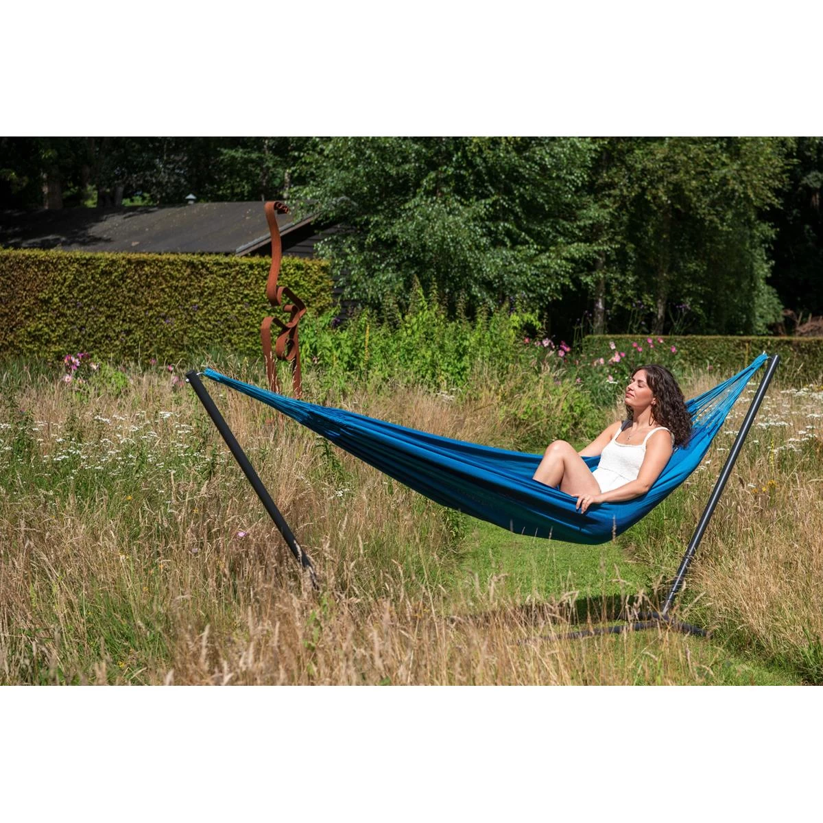 Tropilex® Hangmat Met Standaard Eénpersoons Easy & Dream Blue Blauw - Afbeelding 9