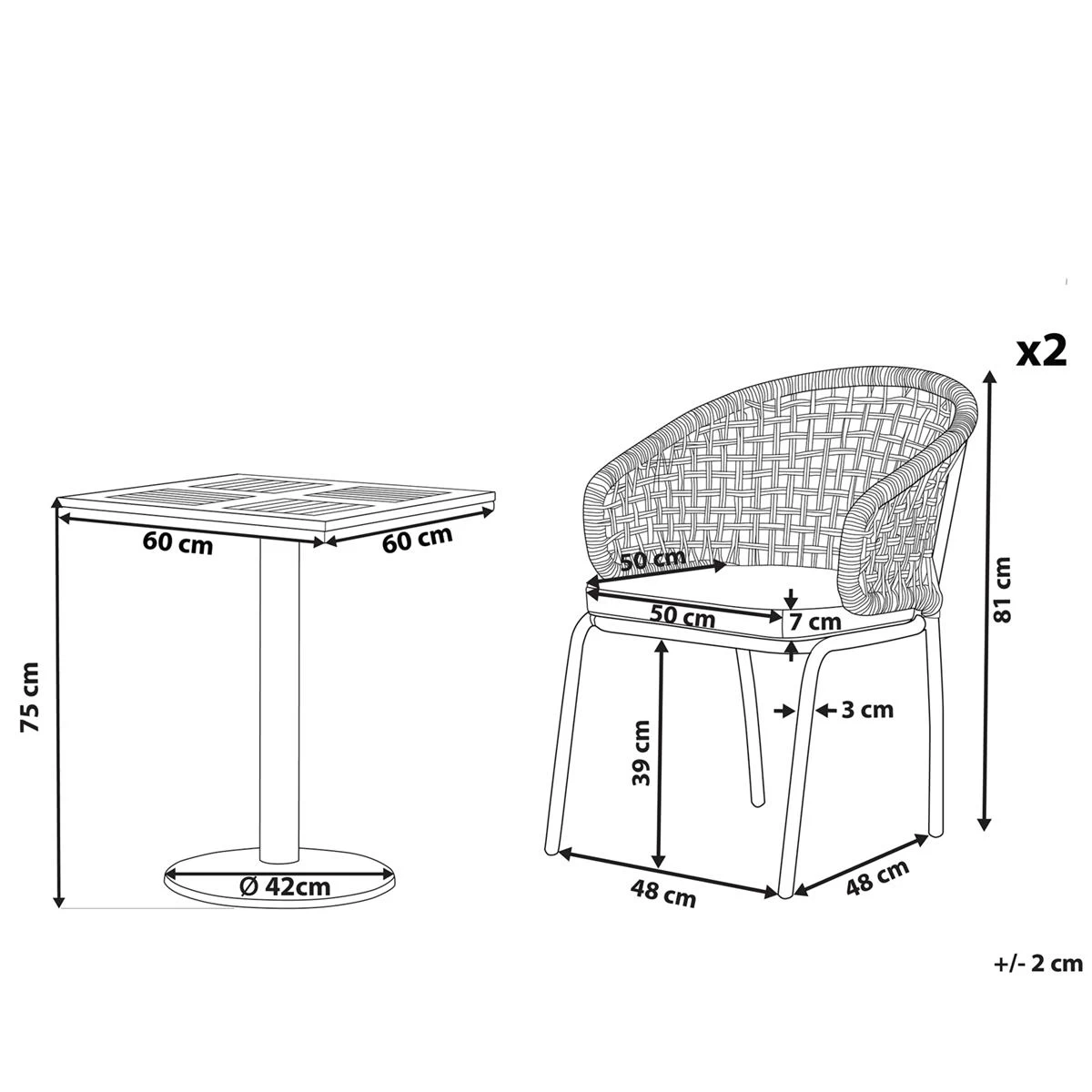 Beliani - PALMI - Bistroset Voor 2 - Grijs - Staal - Afbeelding 12