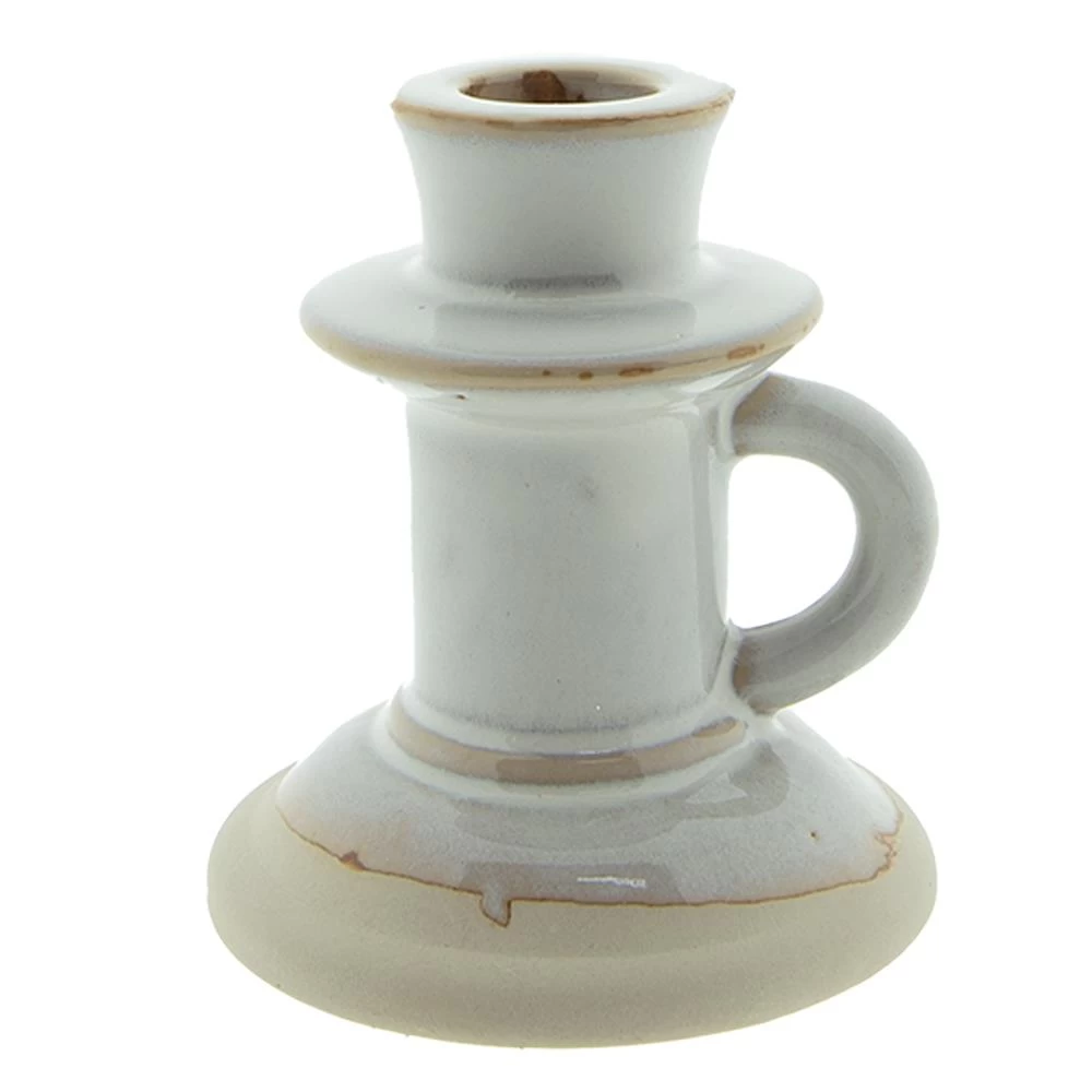 Clayre & Eef Kandelaar 10 Cm Beige Porselein Kaarsenstandaard