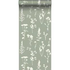 ESTAhome Behang Veldbloemen Jade Groen - 50 X 900 Cm - 139395
