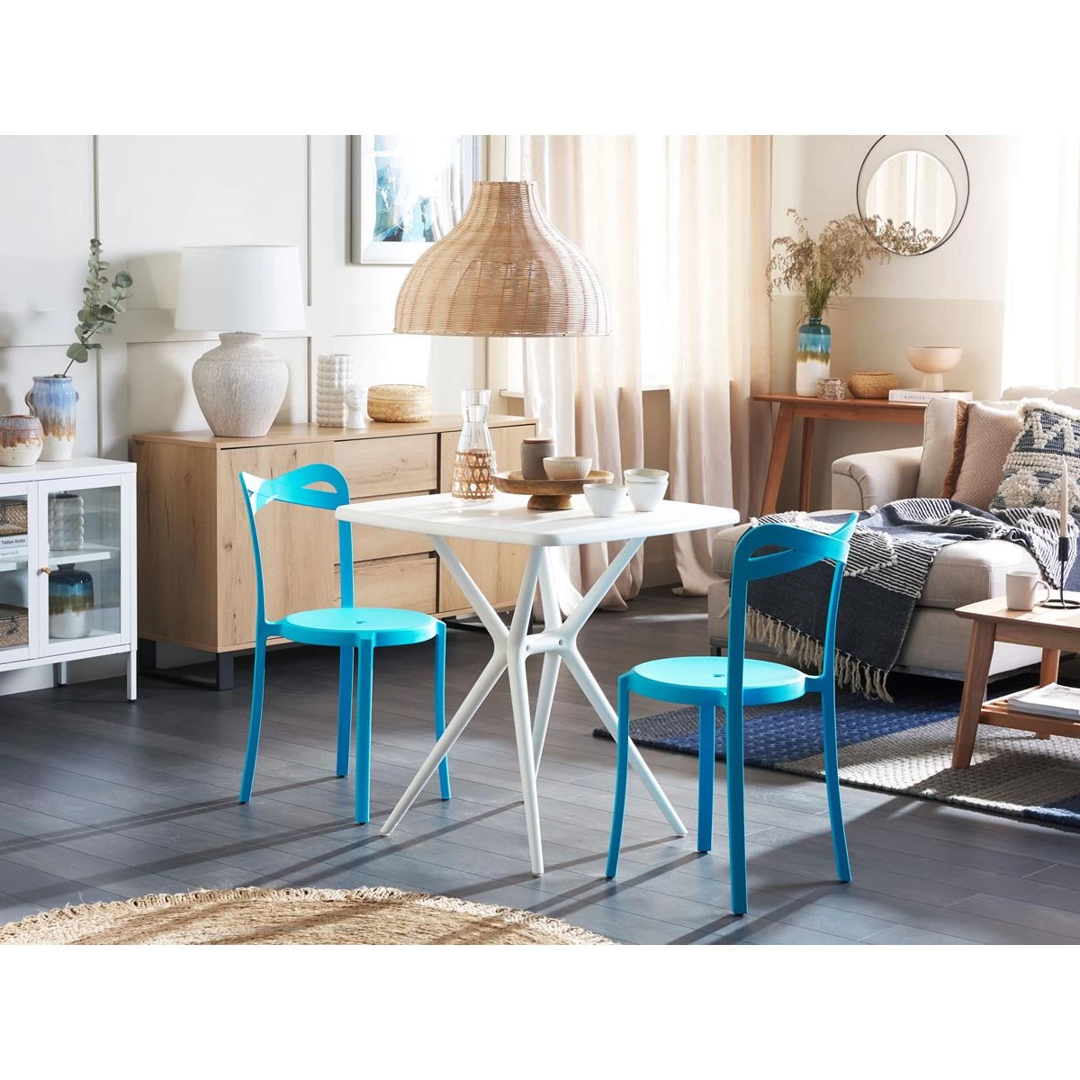 Beliani - SERSALE|CAMOGLI - Bistroset Voor 2 - Blauw|Wit - Synthetisch - Afbeelding 2