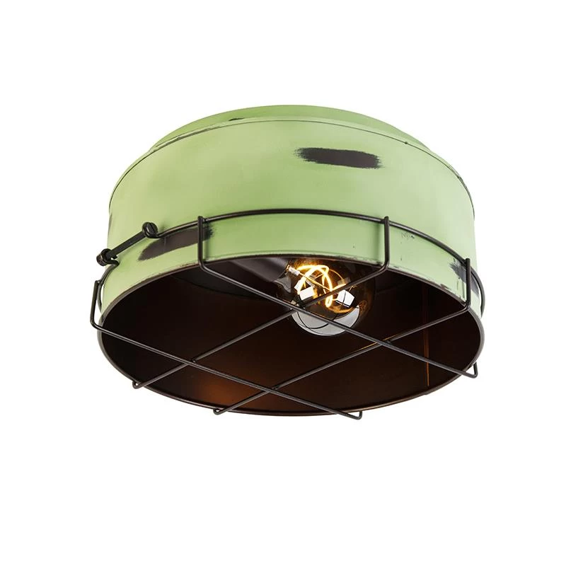 QAZQA Industriƫle Plafondlamp Groen 35 Cm - Barril - Afbeelding 3