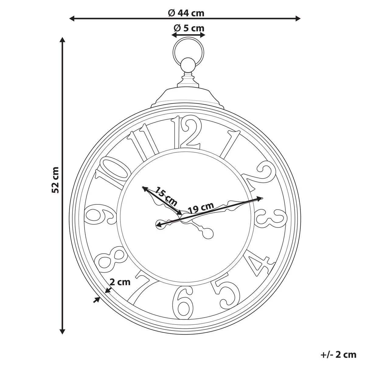 Beliani - ALLOZA - Wandklok - Zwart - Synthetisch Materiaal - Afbeelding 5