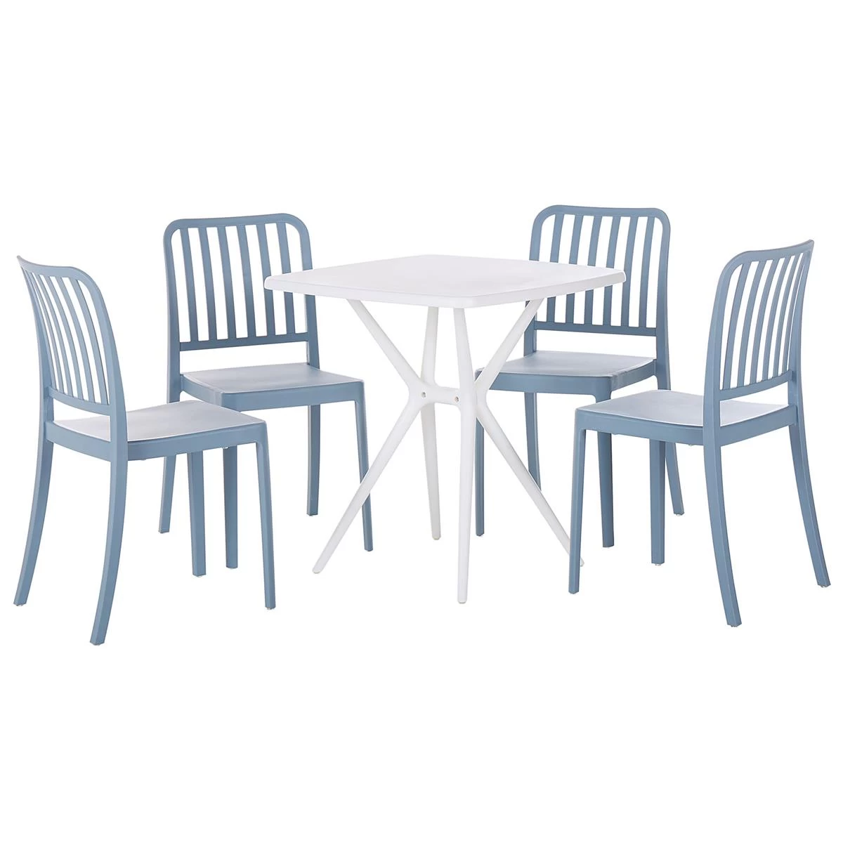 Beliani - SERSALE - Tuinset Voor 4 - Wit|Blauw - SMC (kunststof)