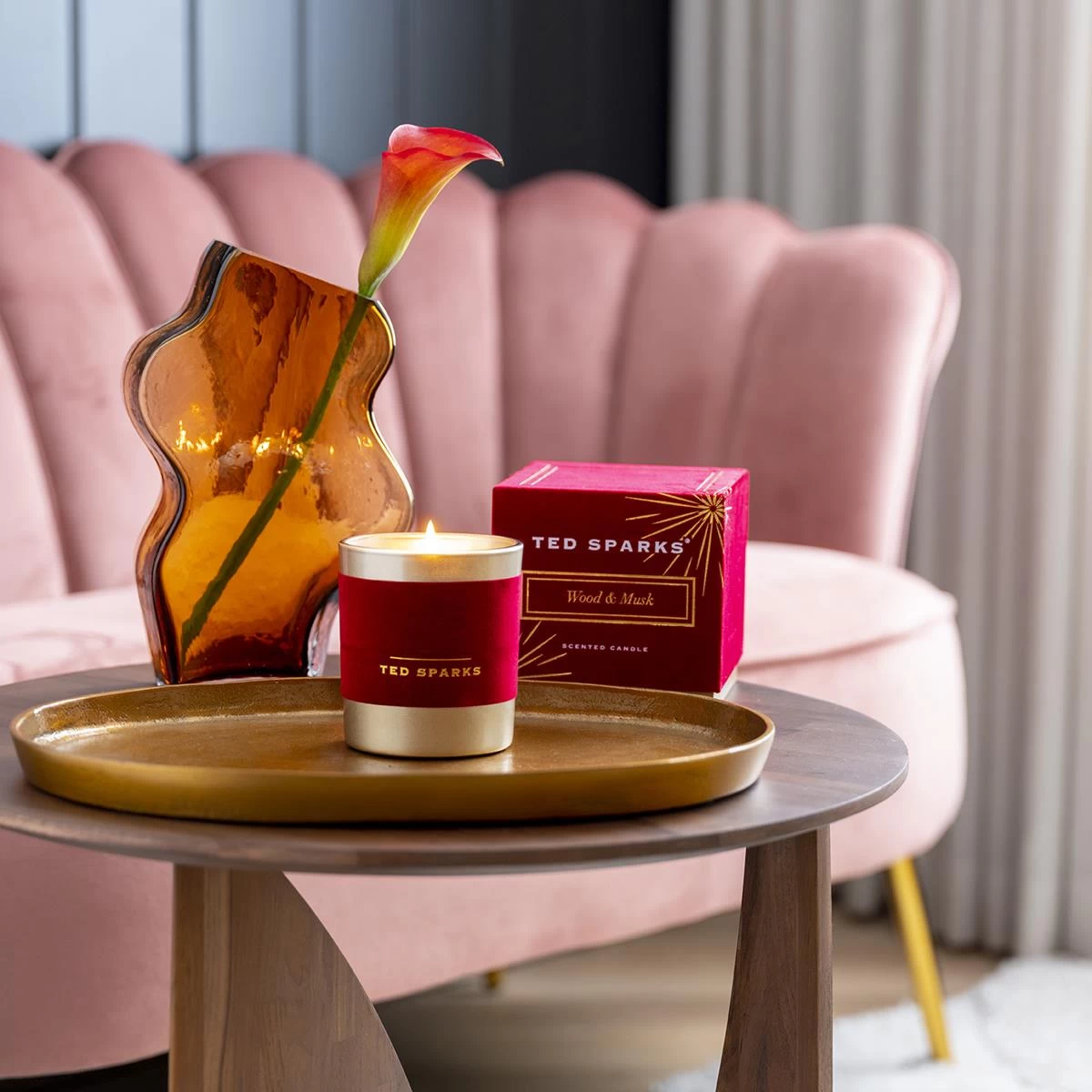 Ted Sparks - Velvet Collection - Geurkaars Demi - Wood & Musk - Afbeelding 3