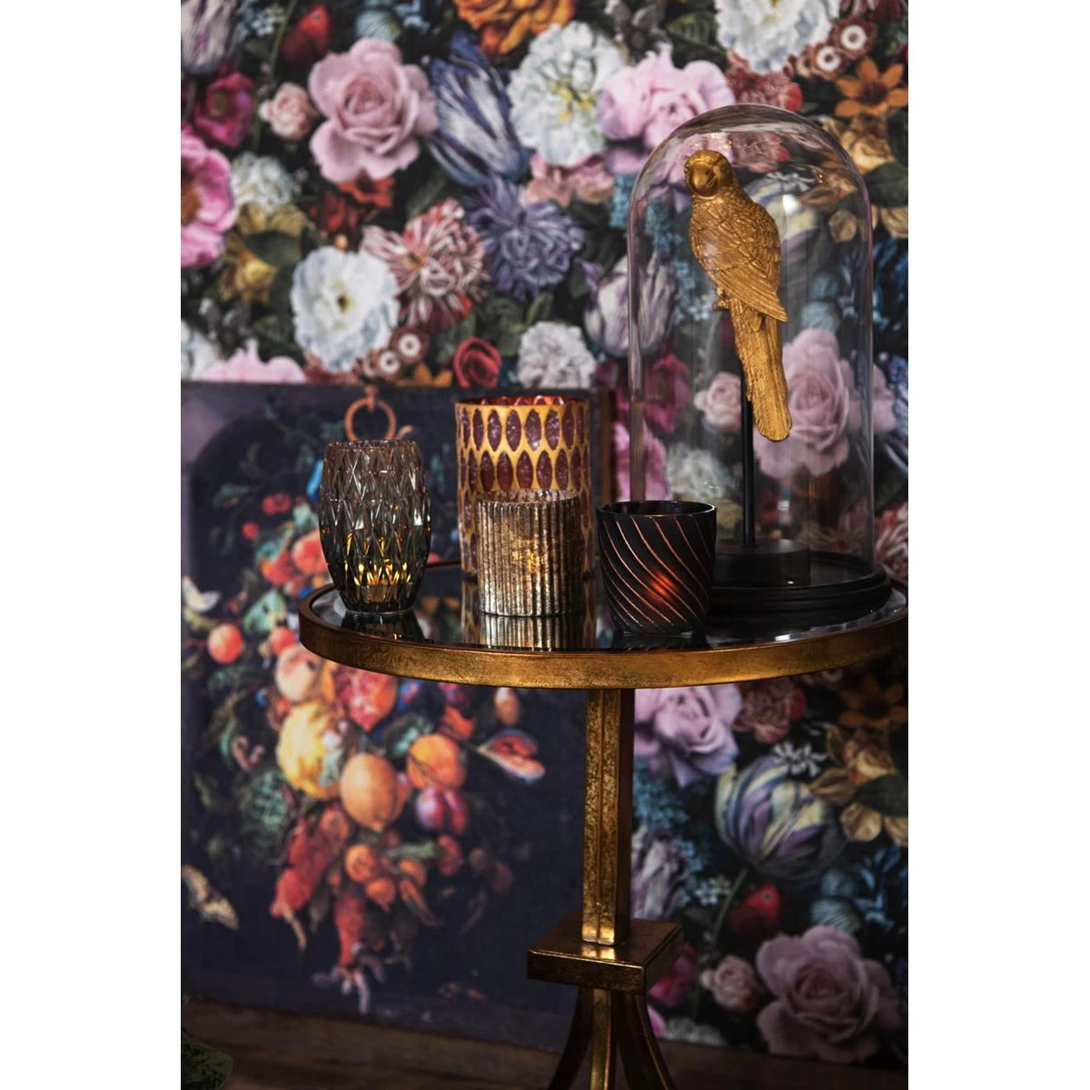 Clayre & Eef Theelichthouder Ø 11x15 Cm Paars Glas Rond - Afbeelding 2