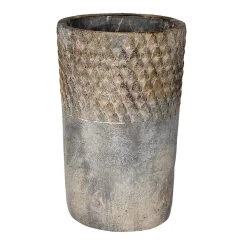 Clayre & Eef Bloempot Ø 14x23 Cm Grijs Steen Rond Bloempot Binnen